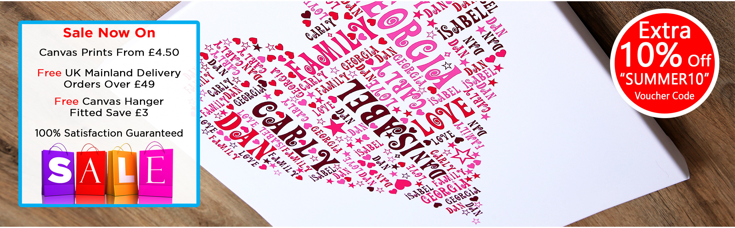 Word Art Canvas Collage & Free Delivery On Orders Over &pound;10